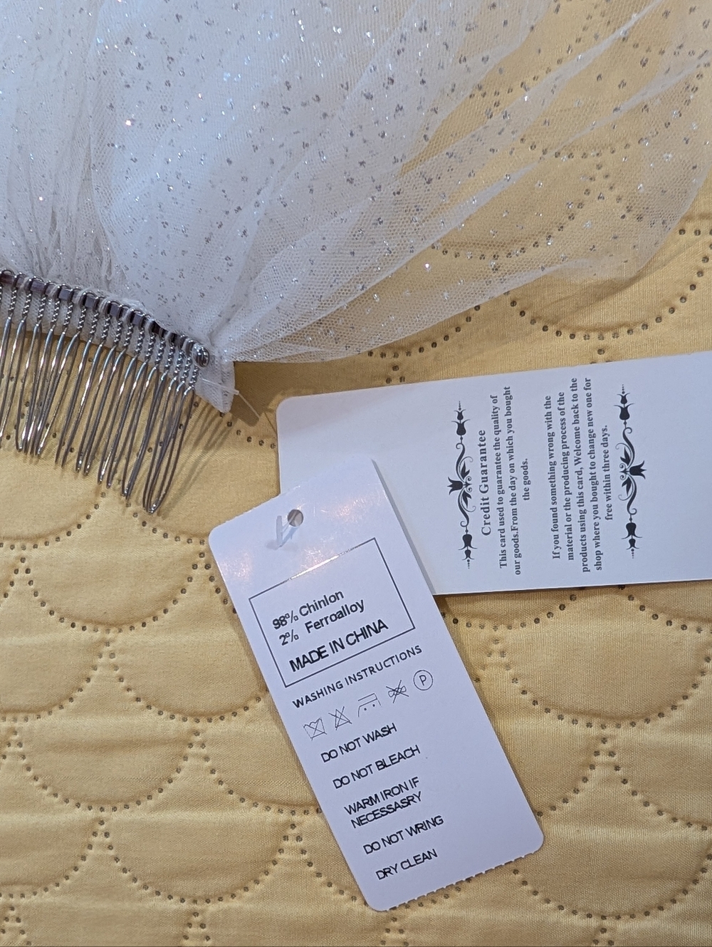 Sparkle Cathedral Single Tier Wedding Bridal Veil 118" Wide - Picture 10 of 10